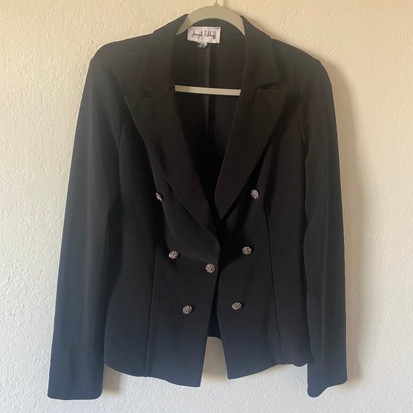 Joseph Ribkoff Jackets & Blazers - Joseph Ribkoff Womens Blazer Bling Double Breasted Size 4 Ponte Black Workwear
